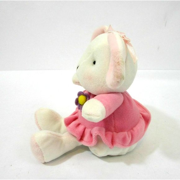 Girl Mouse White with Pink Ruffle Dress Hair Bow Oriental Trading 8" Plush NWOT - Picture 2 of 7